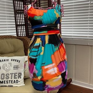 Bisou Bisou Abstract multi color dress Size 8